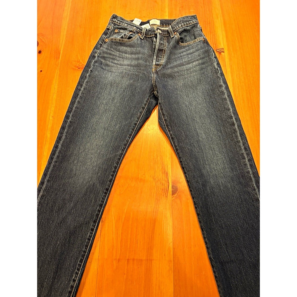 Levi's 501 Curve Women's 15x32 Jeans Dark Wash Straight Leg Distressed Denim